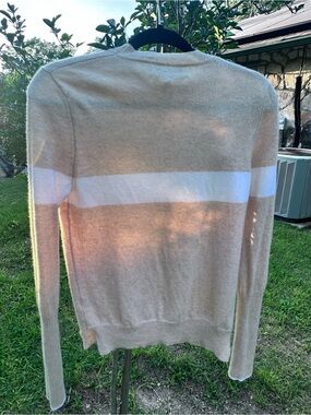 La Ligne New York Cashmere Crewneck Sweater Beige Cream Stripe XS